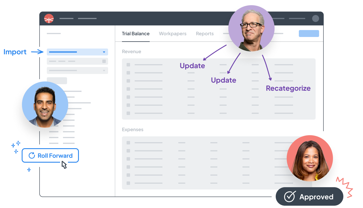 Cloud trial balance with roll-forward in Tallyfor