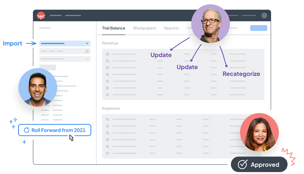 Cloud trial balance with roll-forward in Tallyfor